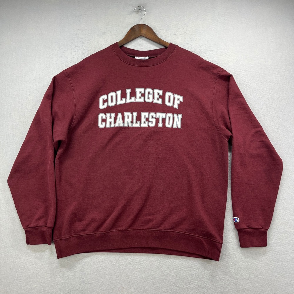 College of Charleston Champion Sweatshirt Mens XL Maroon Collegiate Crewneck